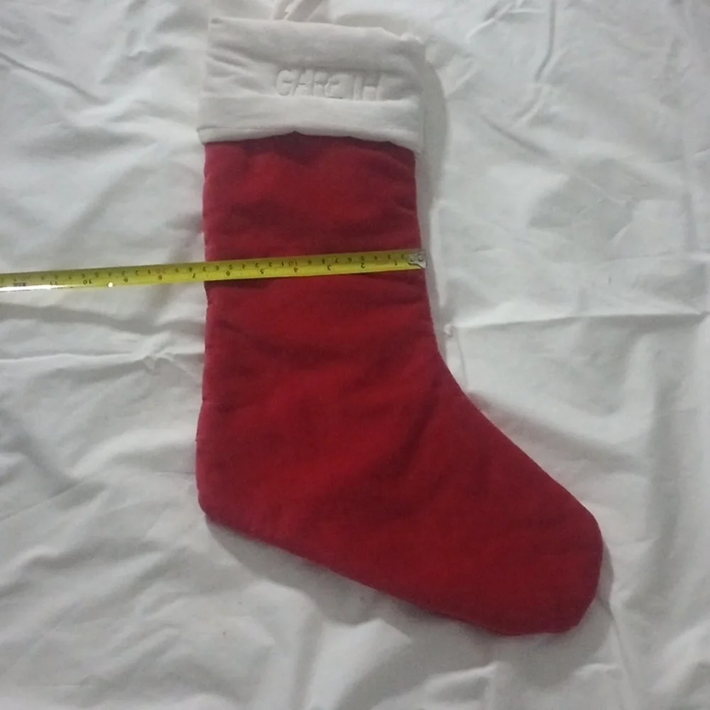 West elm “Gareth” red and cream velvet Christmas stocking